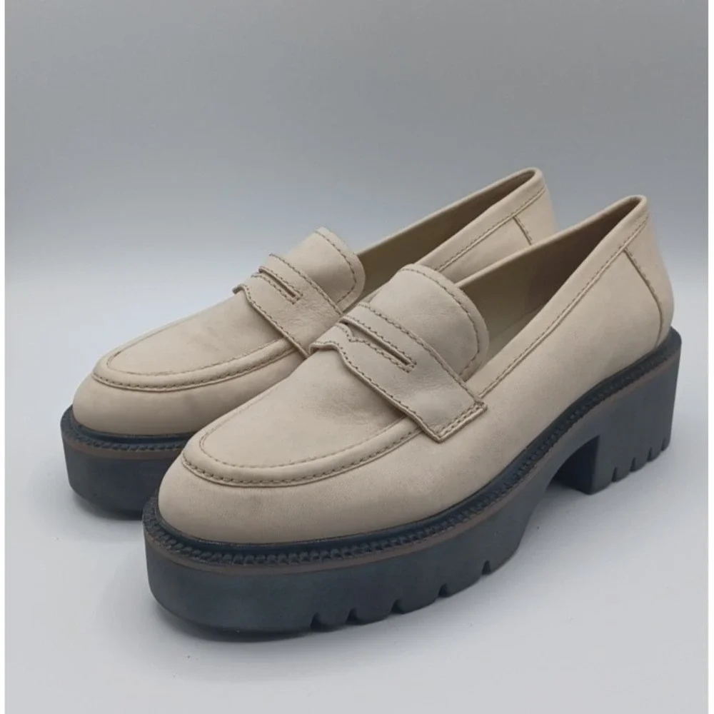 Free People Women's Decker Penny Loafers in Cream, EUR‎ 41, US 10.5 Chunky Sole